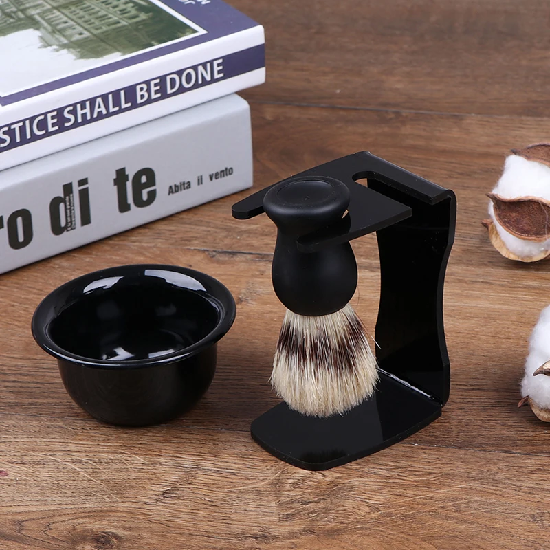 

3 In 1 Shaving Soap Bowl With Brush And Stand Bristle Hair Shave Brushes Mug