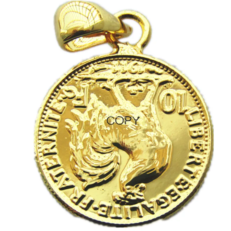 P(29) Coin Pendant France 1911 10 Francs Rooster Gold Plated Copy Coin(19mm)