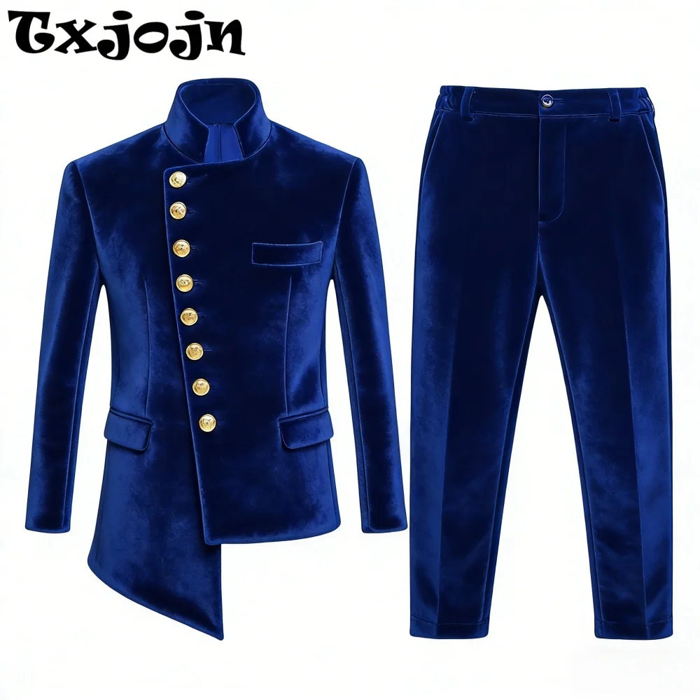 

New African Boys Suits 2 Pieces Birthday Party Wear Long Sleeved Slim Fit Suit Set Wedding Guest Clothes Plus Size Tuxedo 2-20T