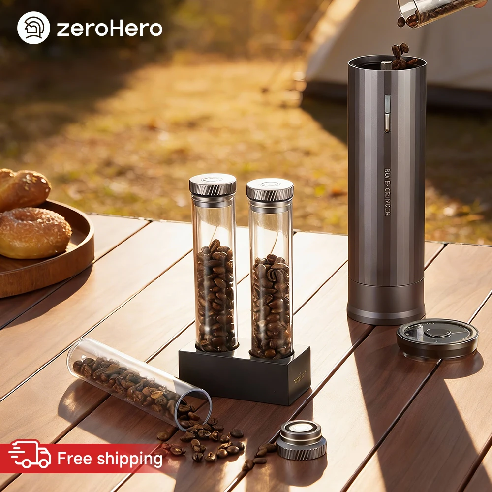 zeroHero Single Dose Bean Storage Tubes Magnetic Rack PCTG Vials 25g Aluminum Lids One Way Valve for Espresso Office Coffee Prep