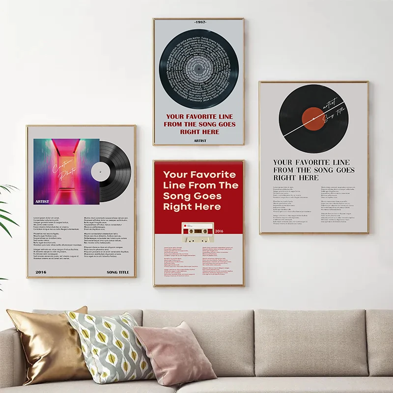 Modern Pop Music Lyrics Gift For Music Lovers Poster Canvas Paintings Wall Art Pictures Studio Dining Room Home Decor