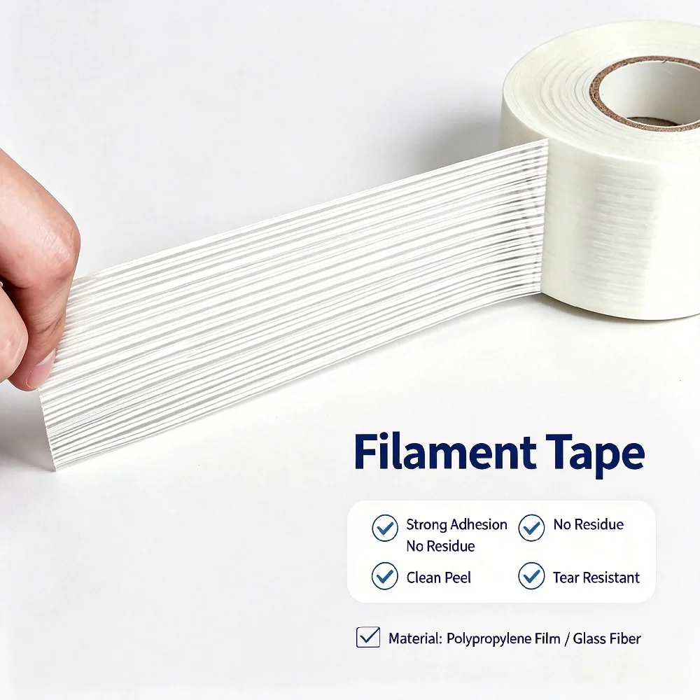 10-70mm 20M Striped Fiberglass Filament Tape Hot Melt High Viscosity Tear Resistant For Battery Model Heavy Cargo Packing
