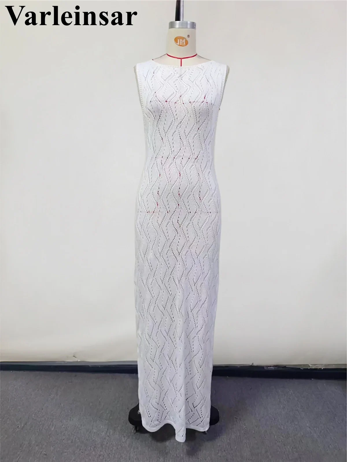 O Neck Hollow Out Sleeveless Crochet Knitted Tunic Beach Cover Up Cover-ups Beach Dress Beach Wear Beachwear Female Women V6090