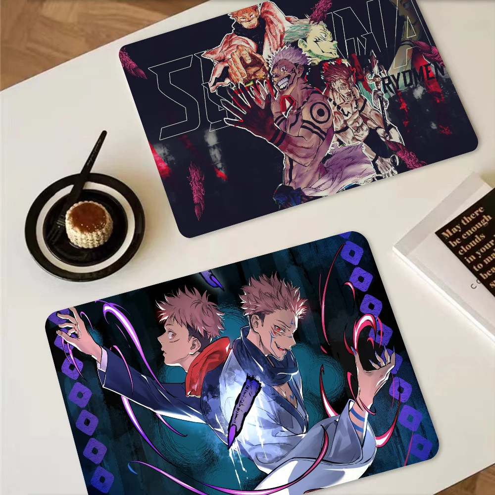 Anime Jujutsu Kaisen Ryomen Sukuna Absorbent Drain Mat Countertop Dry Mats Printed Machine Draining Pad Kitchen Table Placemats