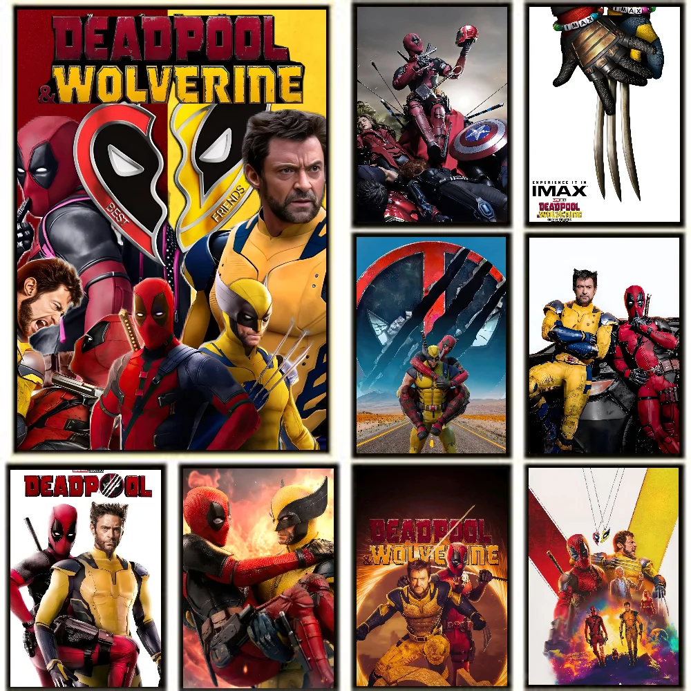 anime D-Deadpool-and W-Wolverine  Poster Self-adhesive Art Waterproof Paper Sticker Coffee House Bar Room Wall Decor