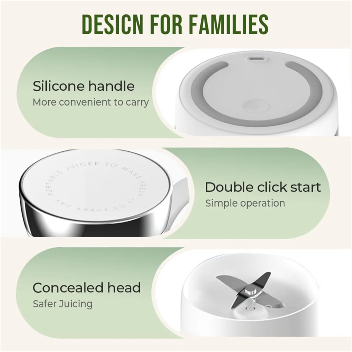 

Портативный блендер для сока FZFZ, портативная перезаряжаемая чашка для соковыжималки с дорожной чашкой и крышкой для приготовления сока и смузи, 420 мл A
