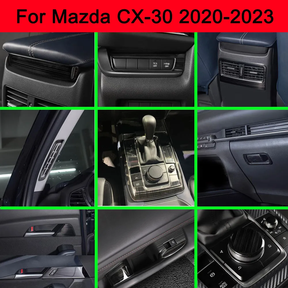 

Stainless Steel Car Styling Door Inner Handrail Bowl Frame Brushed Black Water Cup Holder Cover For Mazda CX-30 2020 2021-2023