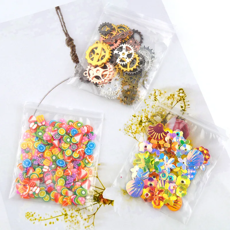 Epoxy Mold Material Package Dried Flower Sequins Shell Paper Gear Polymer Clay Slice Epoxy Decoration