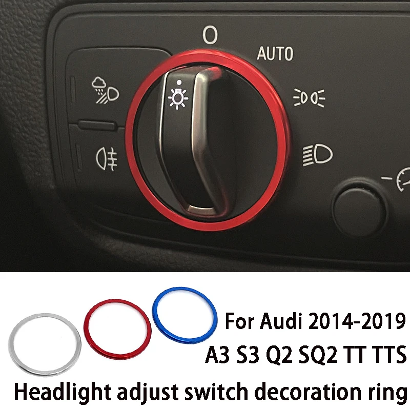 Headlight Adjust Switch Decoration Ring Car Stickers For AUDI 2014-2019 A3 V8 S3 Q2 Sq2 Tt Tts Interior Accessories Trim Strips