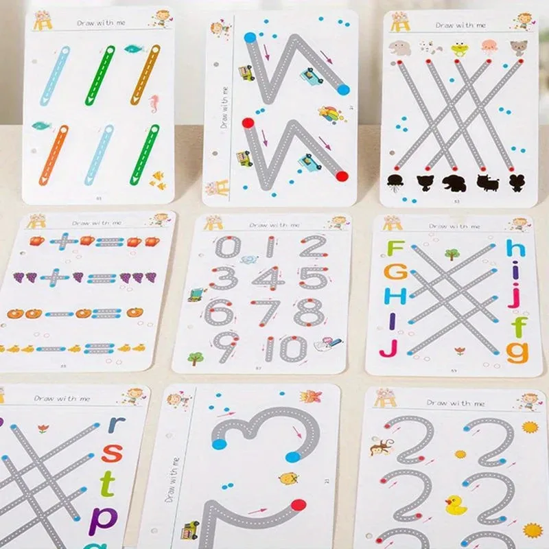 Reusable Magical Tracing Workbook - Pen Control Practice Book for Toddlers, Writing & Drawing Educational Toy