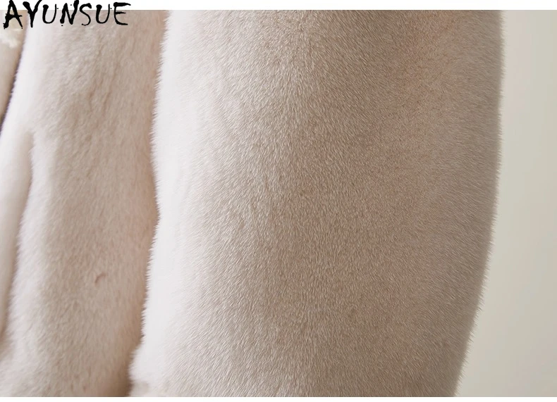 AYUNSUE 本物の毛皮のコート女性服天然女性ミンクレディースコート暖かい冬ジャケット 2025 新しいアウターウェア Шуба Женская