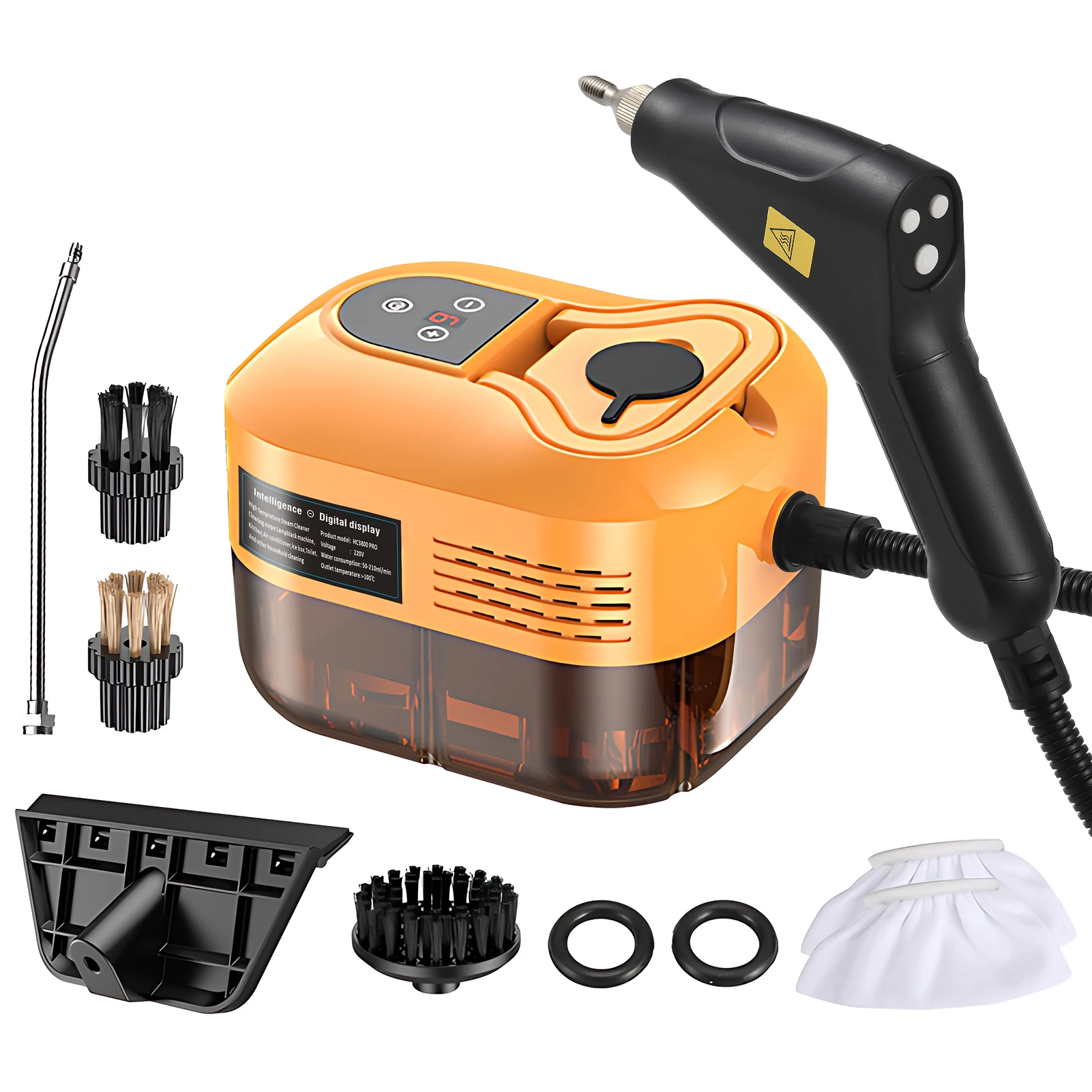 Handheld Multi-surface Steam Cleaner with 6pcs Accessories Touch Screen 6 Levels Adjustable 105℃/221℉ Deep Cleaning Steamer