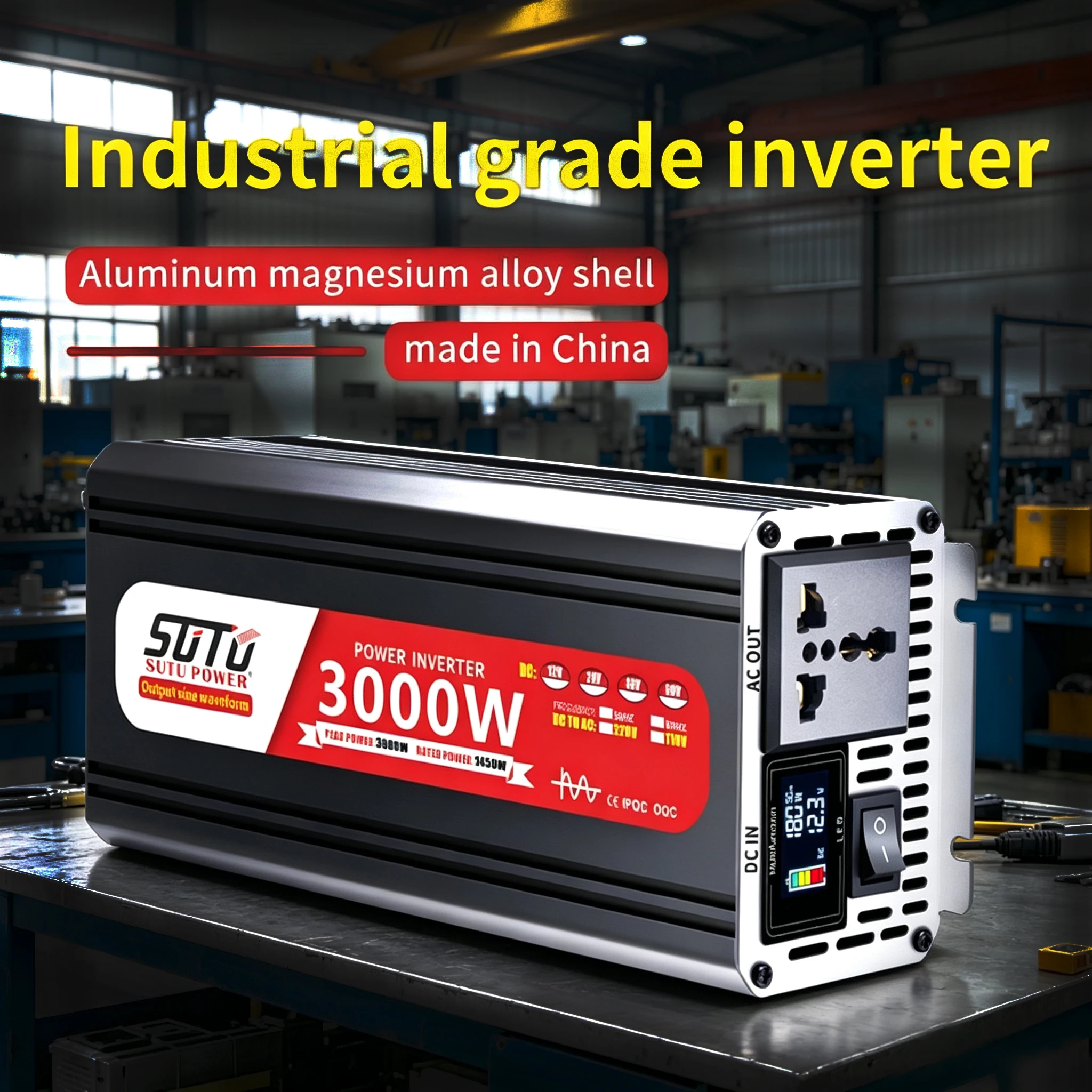 Pure Sine Wave Inverter 1200W 2200W 2600W 3000W 12V24V to 220V 50Hz Car Home Battery Solar Power Converter Universal Socket