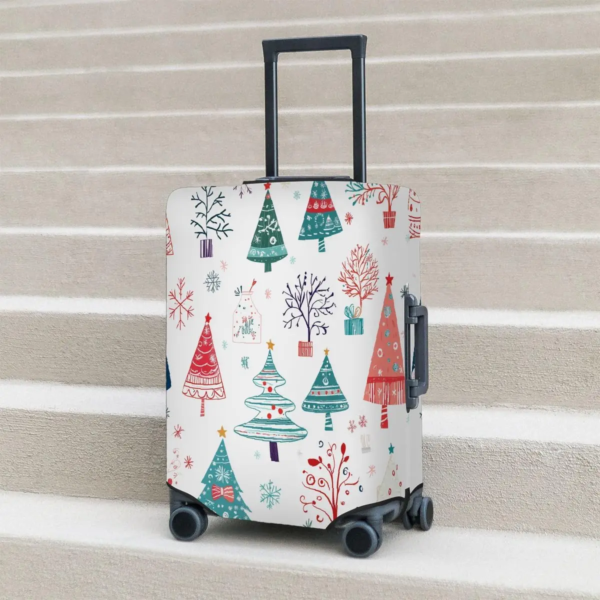

Растягивающиеся чехлы для багажа из зимней рождественской елки для чемодана, одобренные TSA, пыленепроницаемые и устойчивые к царапинам дорожные чехлы