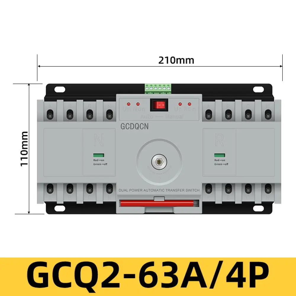 Automatic Power Transfer Switch Dual Source Changeover Controller Household PV Solar Grid System 2P 4P 63A 125A Voltage Safety