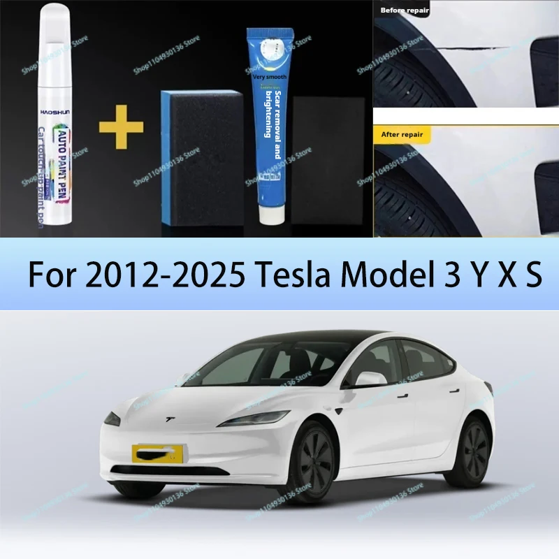 

For 2012-2025 Tesla Model 3 Y X S Car Paint repair pen Car touch up pen Black white Tesla wheel paint repair agent Paint repair