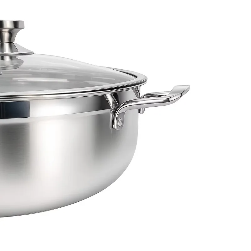 High quality 304 stainless steel kitchenware non-stick pan soup pot set with handle