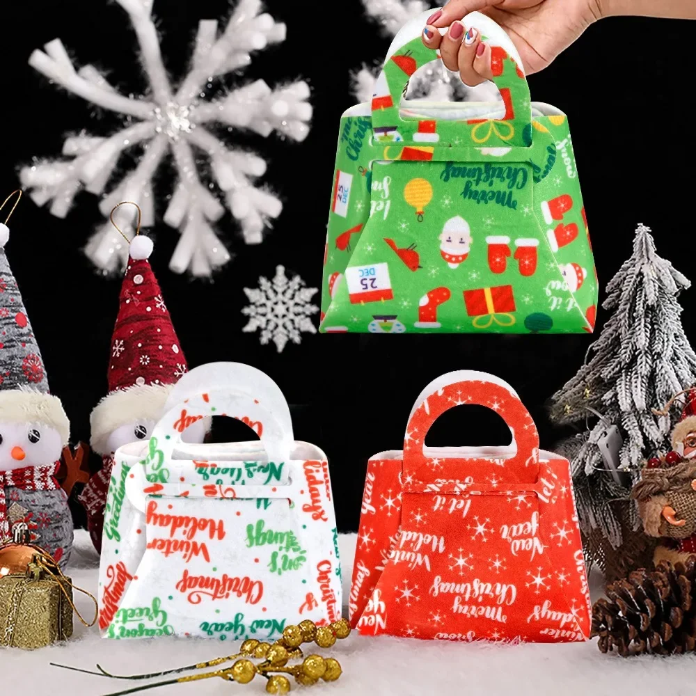 

Christmas Elements Felt Handbag Xmas Tree Santa Claus Gift Bag Merry Christmas Candy Package Noel Natal Happy New Year Stockings