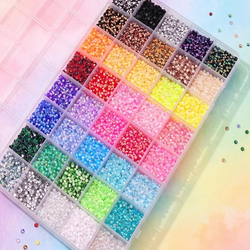 3/4/5mm 40-Color Bedazzling Kit Ab Resin Jelly Flat-Back Rhinestone Set Diamond Decoration Crystal Mixed Color Gems Suitable for DIY Phone Cases, Clothing, Water Bottles, Decorations, Crafts, Fabric Clothing, Shoes and Hats, Holiday Gifts, Art