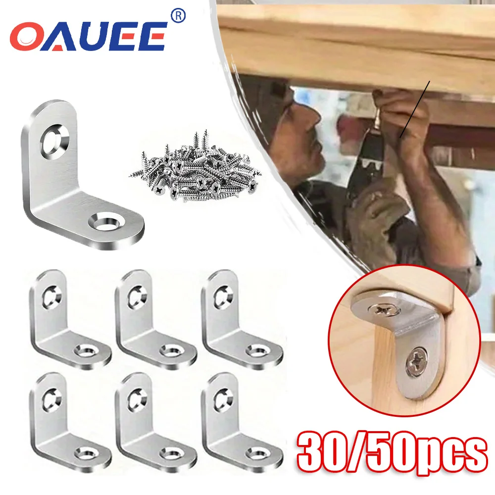 

90 Degree Stainless Steel Corner Code L-Shaped Bracket Fixing Parts Right Angle Furniture Hardware Accessories Connecting Parts