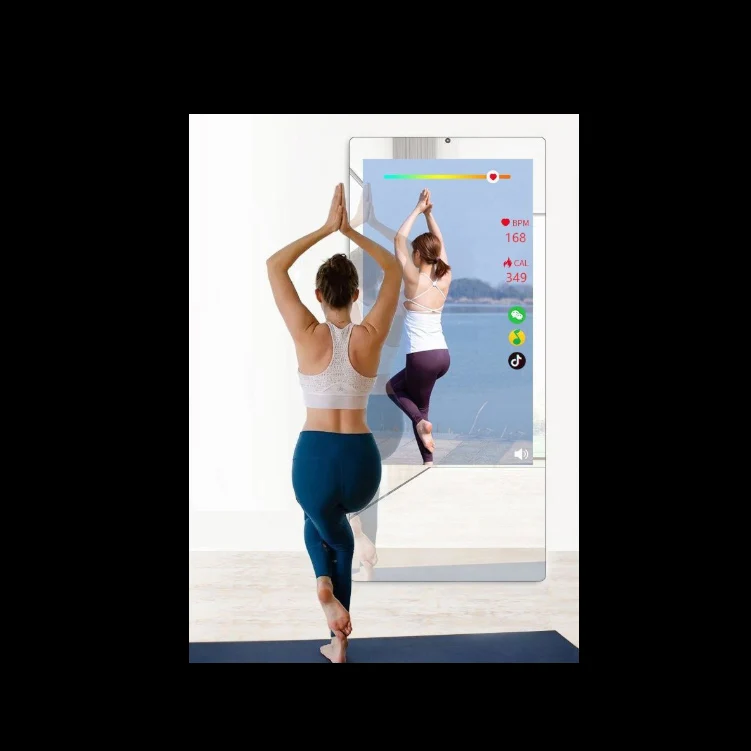 Smart Fitness Mirror Artificial Intelligent Greeter Advertising Screen Magic Mirror AI Voice Response Yoga Interactive