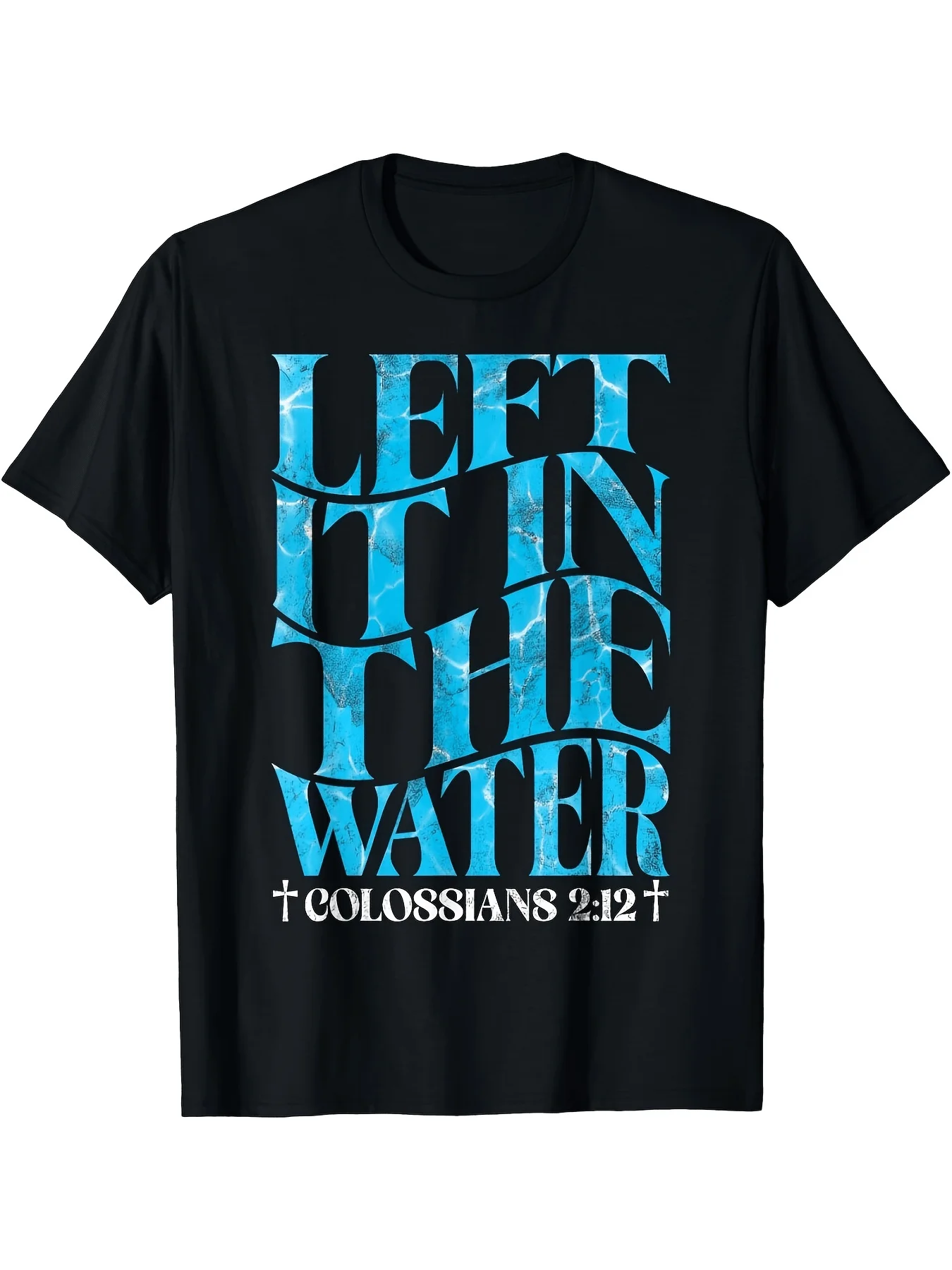 Watermark Christian Baptism Church T-Shirt, Soft Round-Neck Shirt with Baptism Design, Unisex Style, Religious-Themed Clothing, Suitable for Church Activities and Baptism Gifts