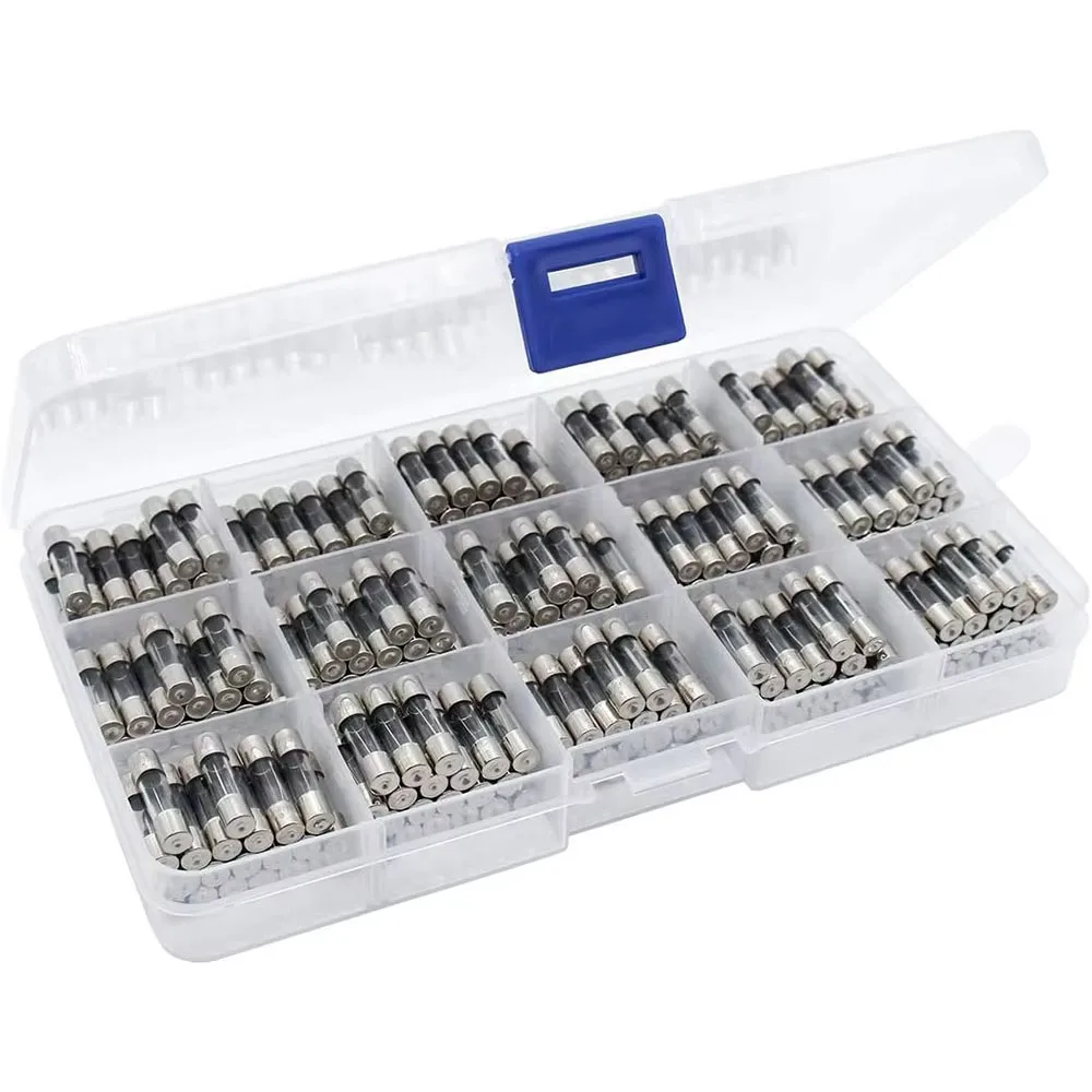 300 Stück Schnellwirkende Glassicherungen Sortiment-Set 5x20mm 250V 0,1 0,2 0,25 0,5 1 1,5 2 3 4 5 8 10 12 15 20A im Kunststoffkasten – Detail 1