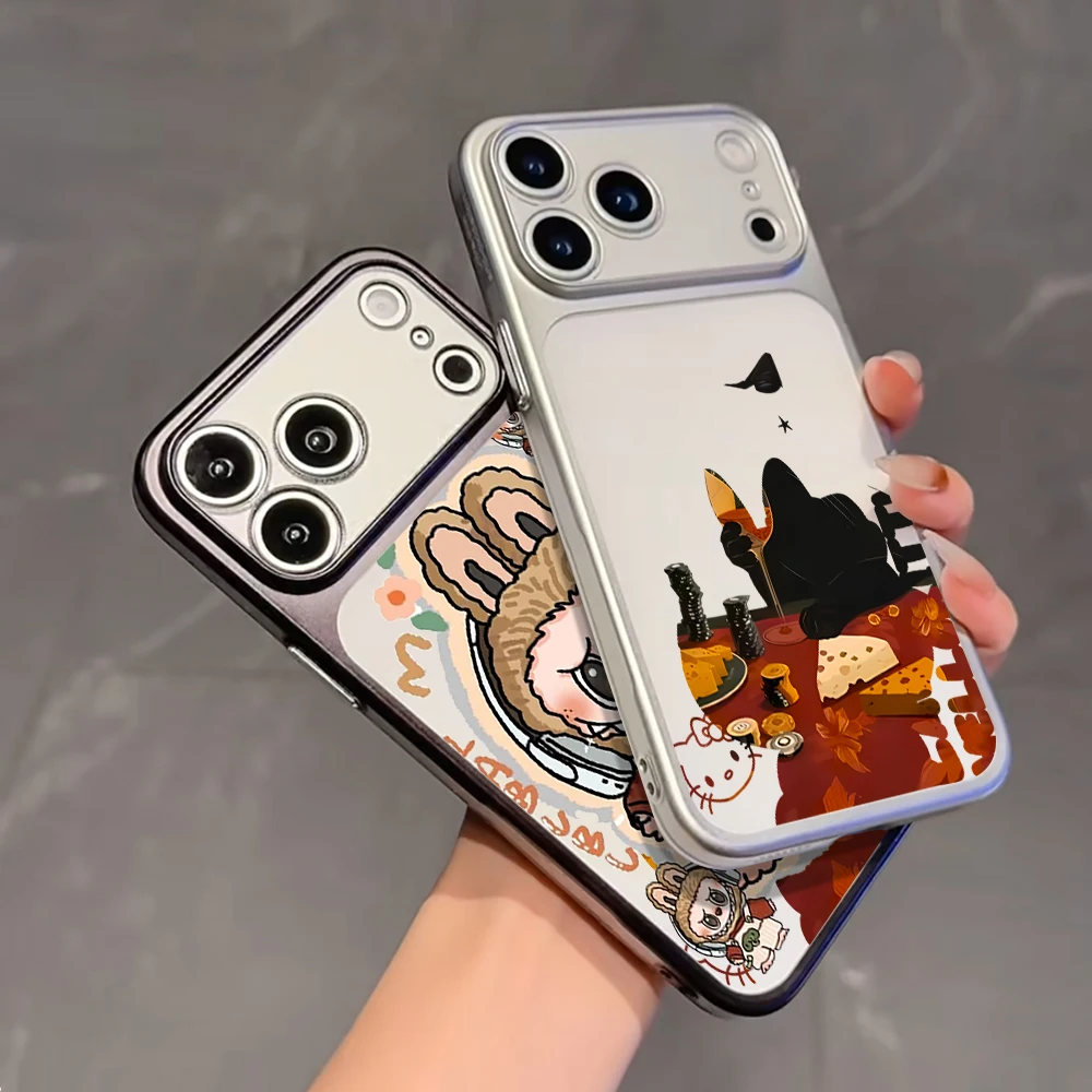 Lustige Schwarze Katze Niedliche Mattierte Hülle für iPhone 13 15 16 Pro Max Hüllen iPhone 17 12 ProMax 11 14 16 17 Plus 17 Air Plating Fundas – Detail 3
