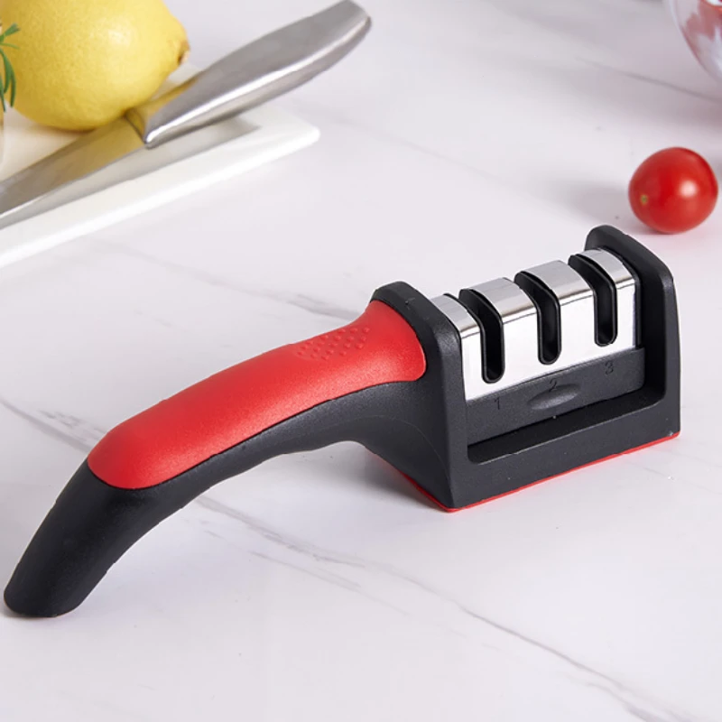 Knife Sharpener 3-Stage Quick Sharpener Multifunctional Knife Sharpener with Non-Slip Base Handheld Kitchen Knife Accessories