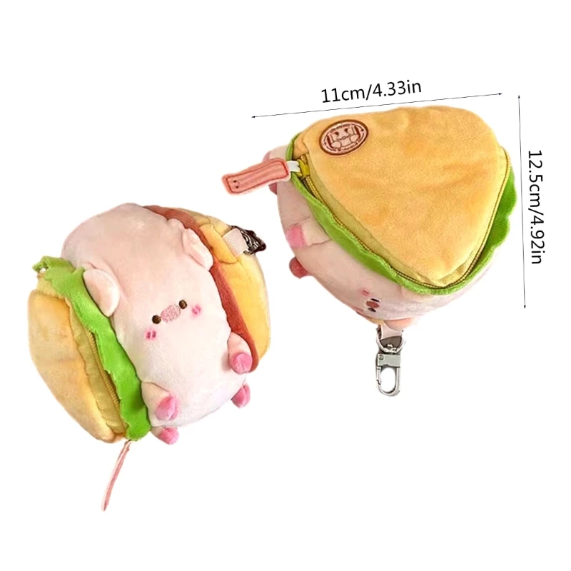 Đáng Yêu Mô Phỏng Hình Heo Con Móc Khóa Sandwich Lợn Sang Trọng Keyrings Thú Nhồi Bông Móc Khóa Chức Năng Túi Mặt Dây Chuyền Phụ