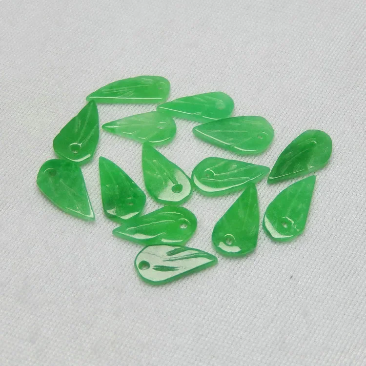 

10pcs/lot Jadeite Dry Green Small Leaf Loose Beads, Handmade DIY Necklace Bracelet, Gift-giving, Self-use Accessories