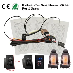 New Built-in Car Seat Heater Kit Fit 2 Seats Universal 12V 27W Heating Pads 5-Levels Dual Control Switch System For Auto Seats