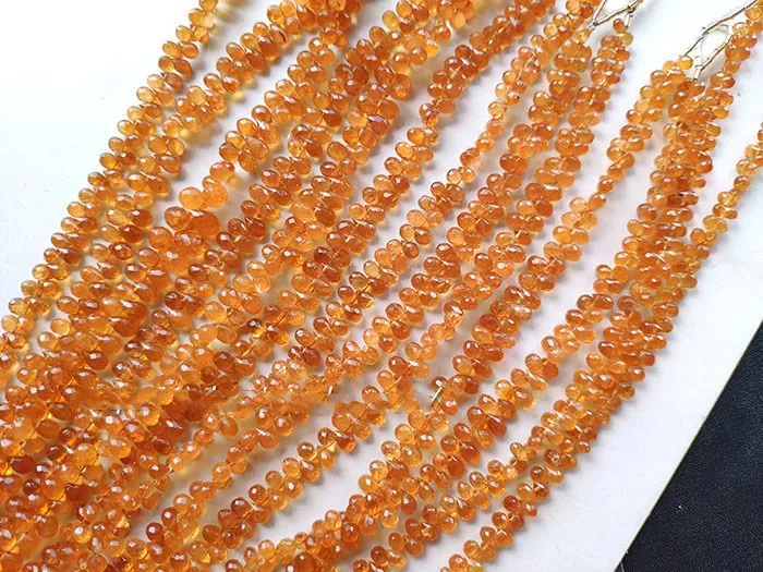 loose beads orangered Fanta garnet drop faceted 5-6mm 20cm for DIY jewelry making FPPJ wholesale beads nature