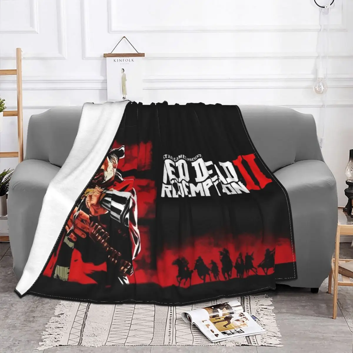 Red Dead Redemptions RDR2 Blankets Velvet Textile Decor West Cowboy Game Multi-function Lightweight Throw Blankets Home Outdoor