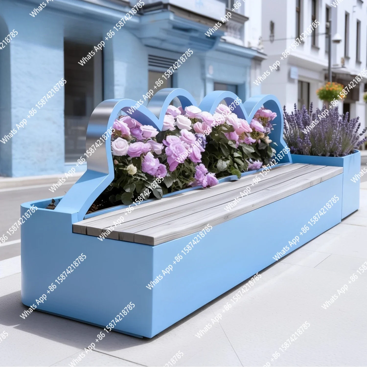 A63 Shopping mall municipal seat wrought iron outdoor flower box sales department stainless steel green restaurant cafe
