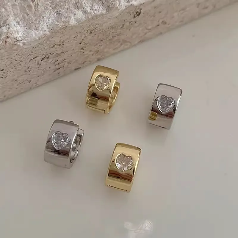 

925 Sterling Silver Heart Earrings Charm Women Trendy Fine Jewelry Prevent Allergy Party Accessories Gifts