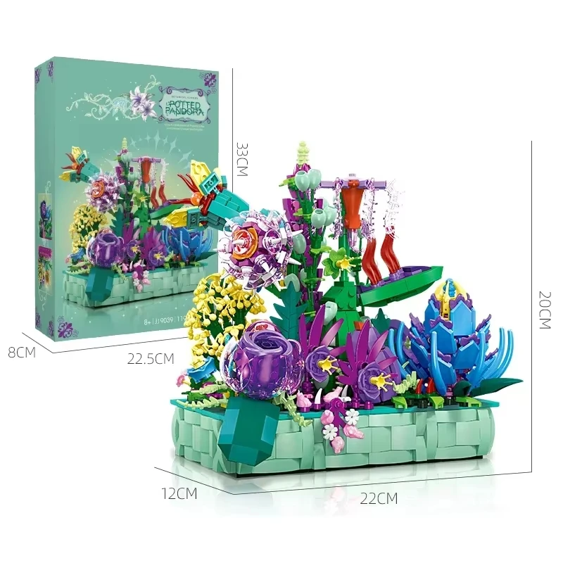 クリエイティブ鉢植え花パンドラの箱ビルディングブロックカラフルなバララベンダー花植物モデルレンガ家の装飾子供のおもちゃ