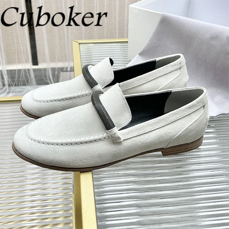 2024 Spring Hot brand Loafers Shoes Women\'s Flat Shoes Suede Mules for Women Causal Flats Doug Shoes Walking Out Ladies Shoes