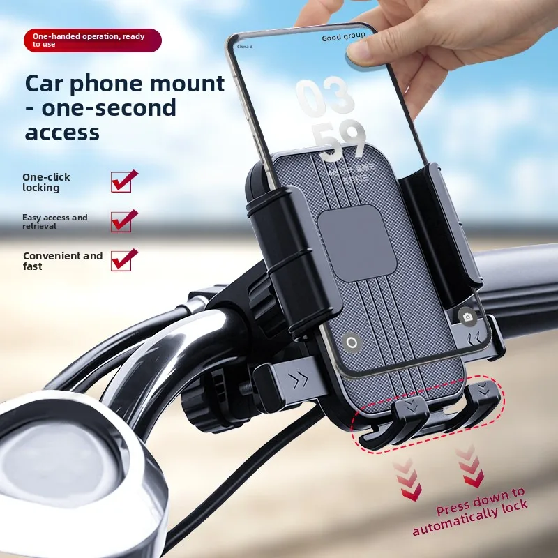 Universal Bike Phone Holder 360° Rotatable Phone Holder Handlebar Stand One Hand Operation GPS Clip for Motorcycle ATV Scooter