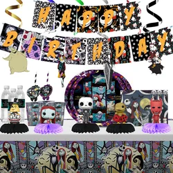 The Nightmare Before Christmas Themed Party Supplies Paper Plates Tablecloth Gift Banner Baptism Parties Birthday Decorations
