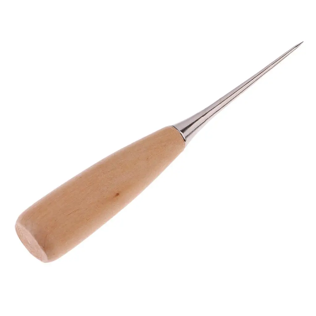 Leather Sewing Awl Wood Handle Hand Tool Professional Stitching Punch Kit for Leatherwork and DIY Craft Projects