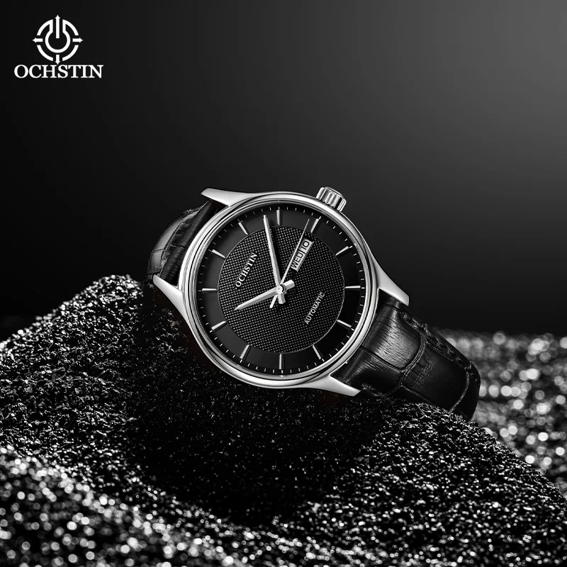 OCHSTIN Men Automatic Mechanical Watch Genuine Leather Strap Daily Waterproof Man Business Casual Luxury Fashion Wristwatch