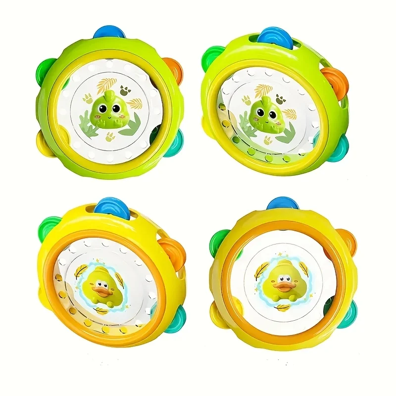 Cartoon frog and duck tambourine ring, Vibrating tambourine, suitable for children 0-3 years old clapping toy image 6
