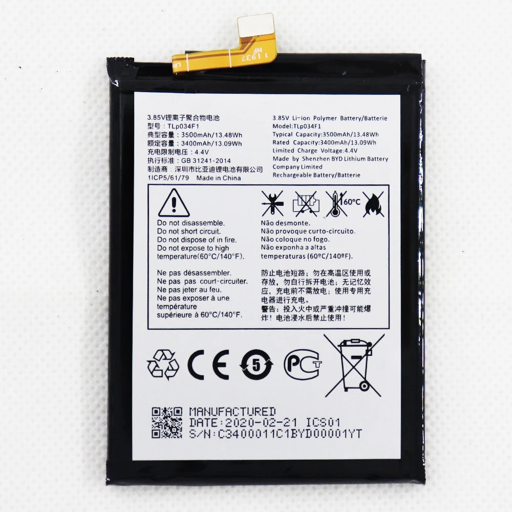 

Original 3500mAh TLp034F1 TLp034F7 Mobile Phone Battery for Alcatel 3 3L 2019 5053Y 5053K 5053D 5039D