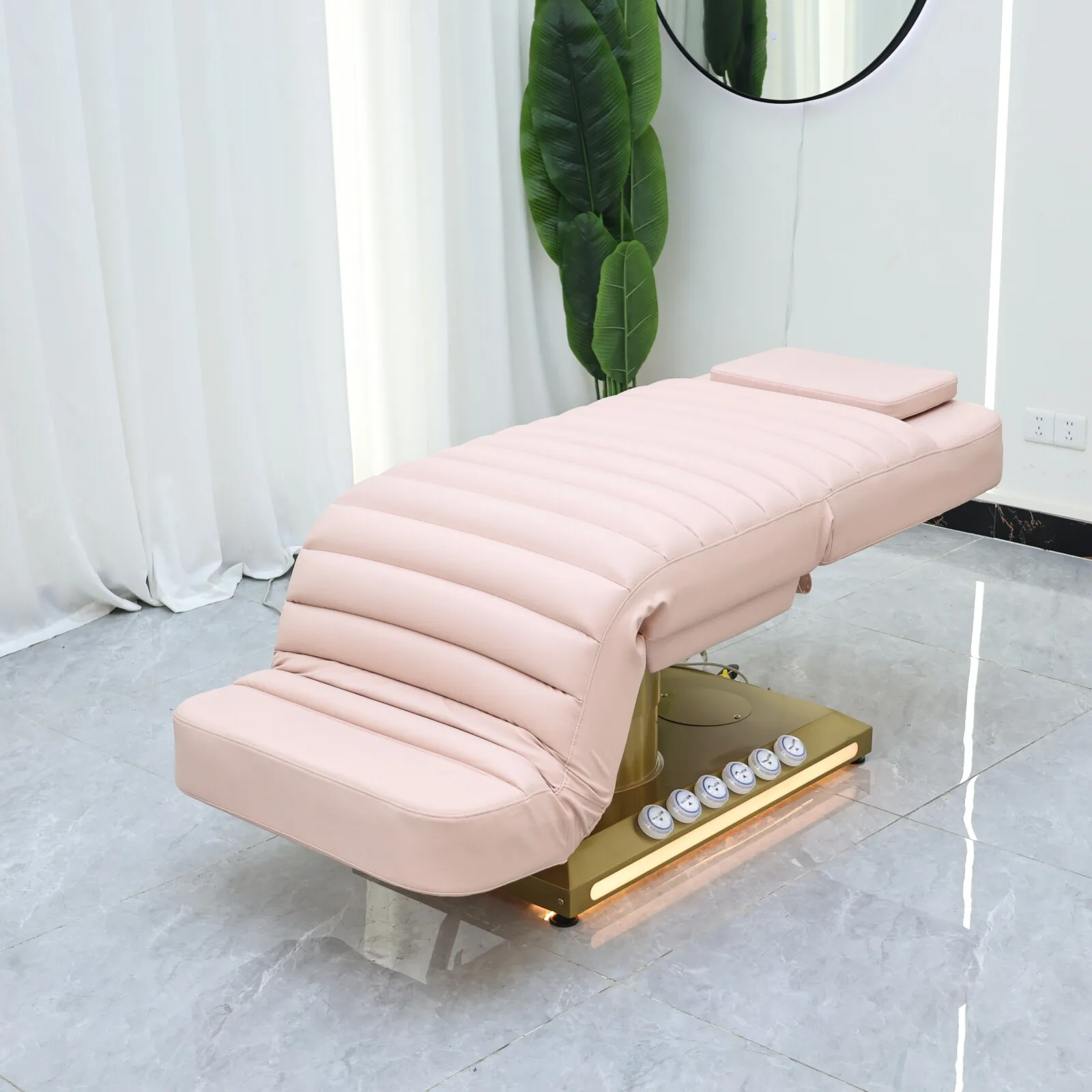 Luxuriöses elektrisches Kosmetikbett mit goldenem Untergestell, verstellbares Massagebett für Schönheitssalons, medizinisches Beauty-SPA-Therapie-Massagebett – Detail 5