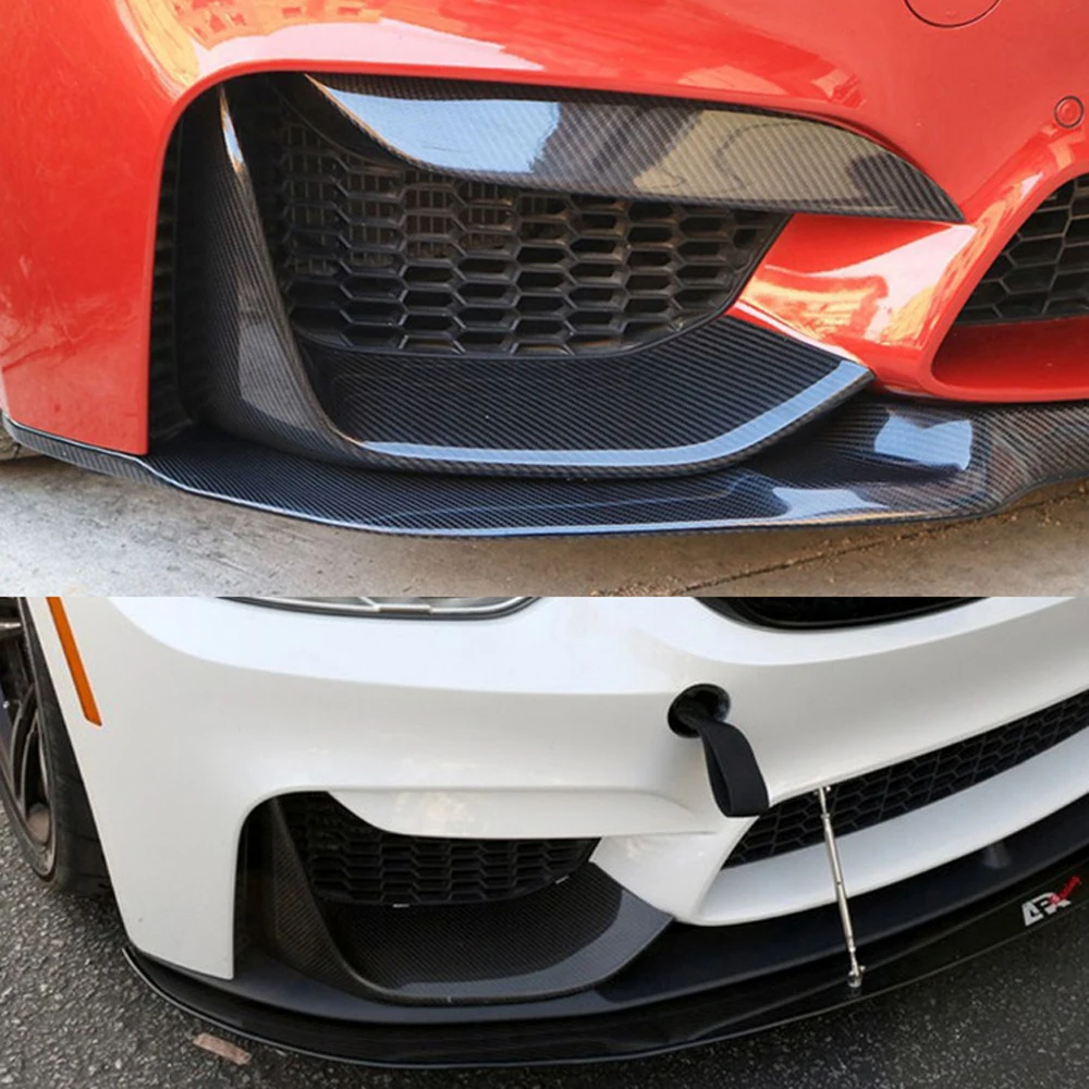 المصد الأمامي الجانب غطاء المفسد السفلي كمية الكسوة ألياف الكربون الحقيقية الفاصل الشفاه لسيارات BMW F80 M3 F82 F83 M4 2014-2018
