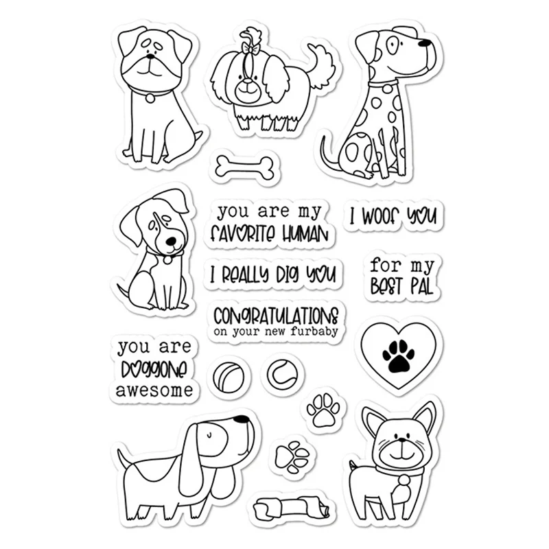 Who Let The Dogs Out Clear Stamps Sentiments Valentine Day Transparent Silicon Stamps For DIY Scrapbooking Card Paper Craft X14