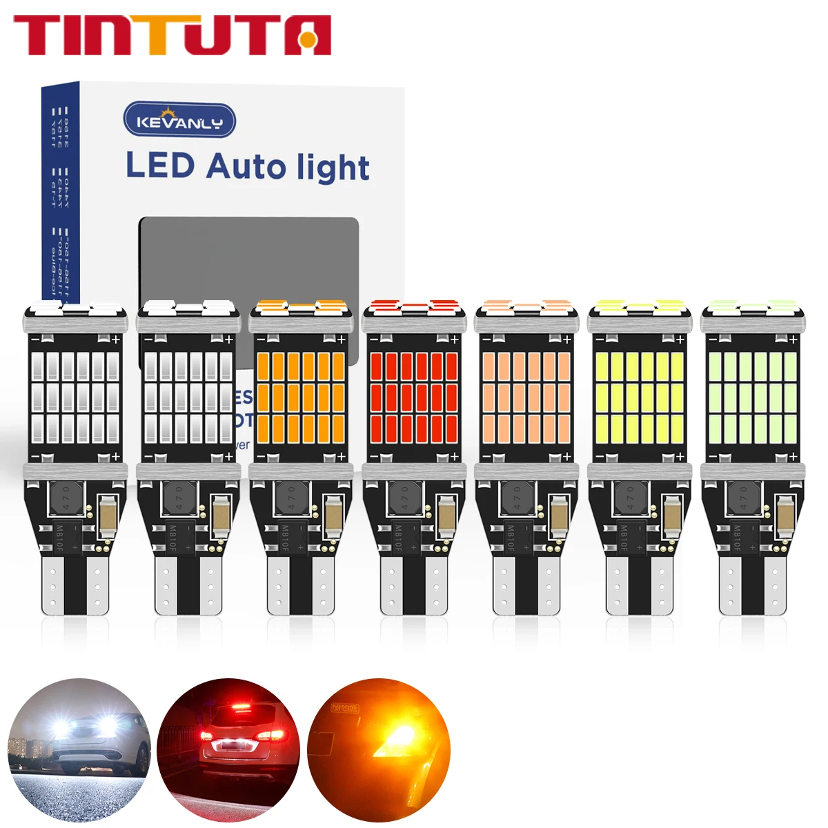 

20/50/100PCS T15 W16W LED Bulbs 902 904 906 912 921 Car Reverse Lights Canbus 12V Super Bright Car Tail Light 45SMD 4014 Chip