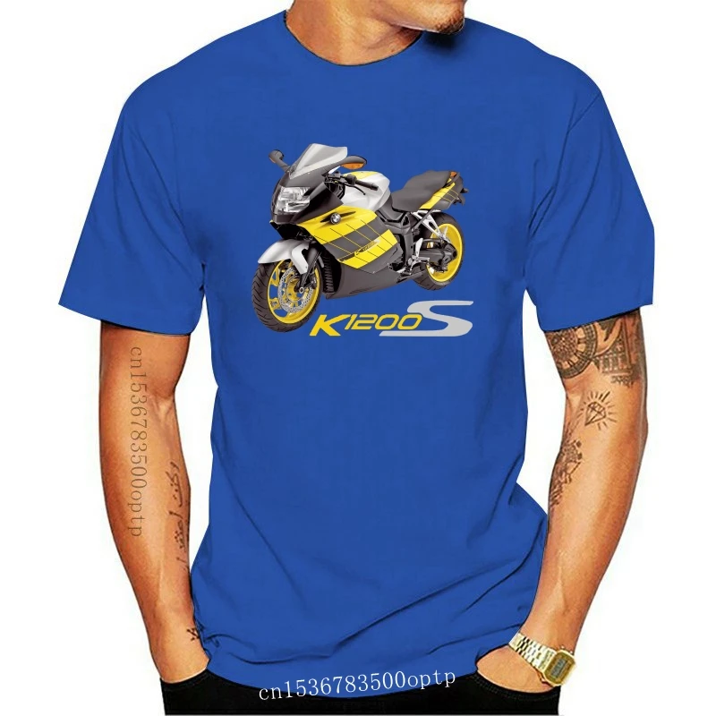 New German Motorrad K1200S MOTORCYCLE T-SHIRT BME K1200S YELLOW STRIPE TEE SHIRT