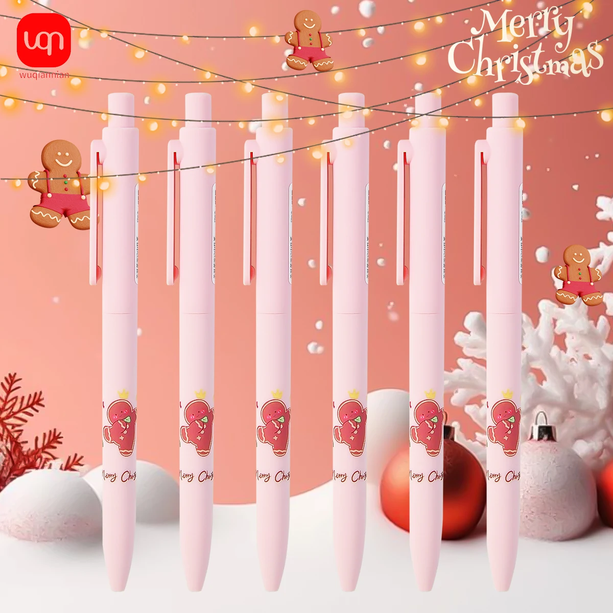

2/5/7PCS Cute Pink Gel Pen 0.5mm Black Ink Christmas Cute Gel Pen for School Classroom Reward Christmas